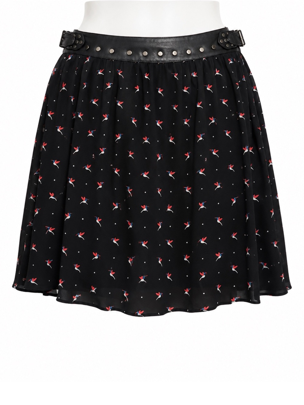 Size 12 Torrid Women’s Hummingbird Faux Leather Mini Skater Skirt